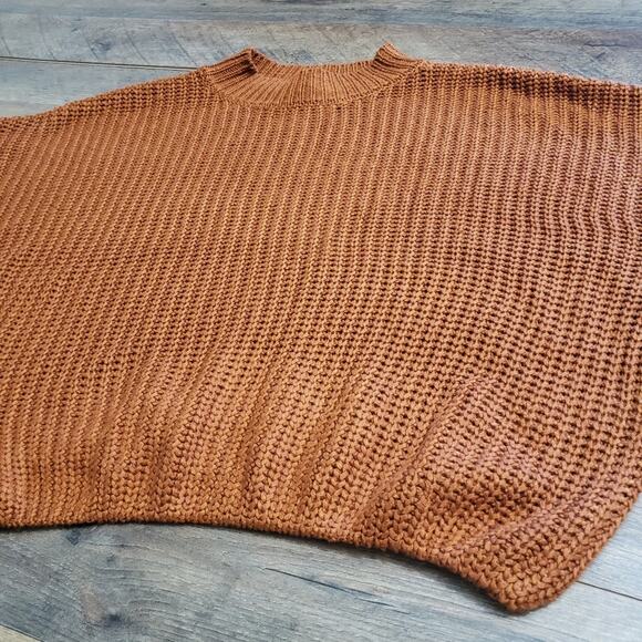 Crop Balloon Sleeve Burnt Orange Chunky Knit Mock Neck Sweater by Forever 21 S - Picture 6 of 12